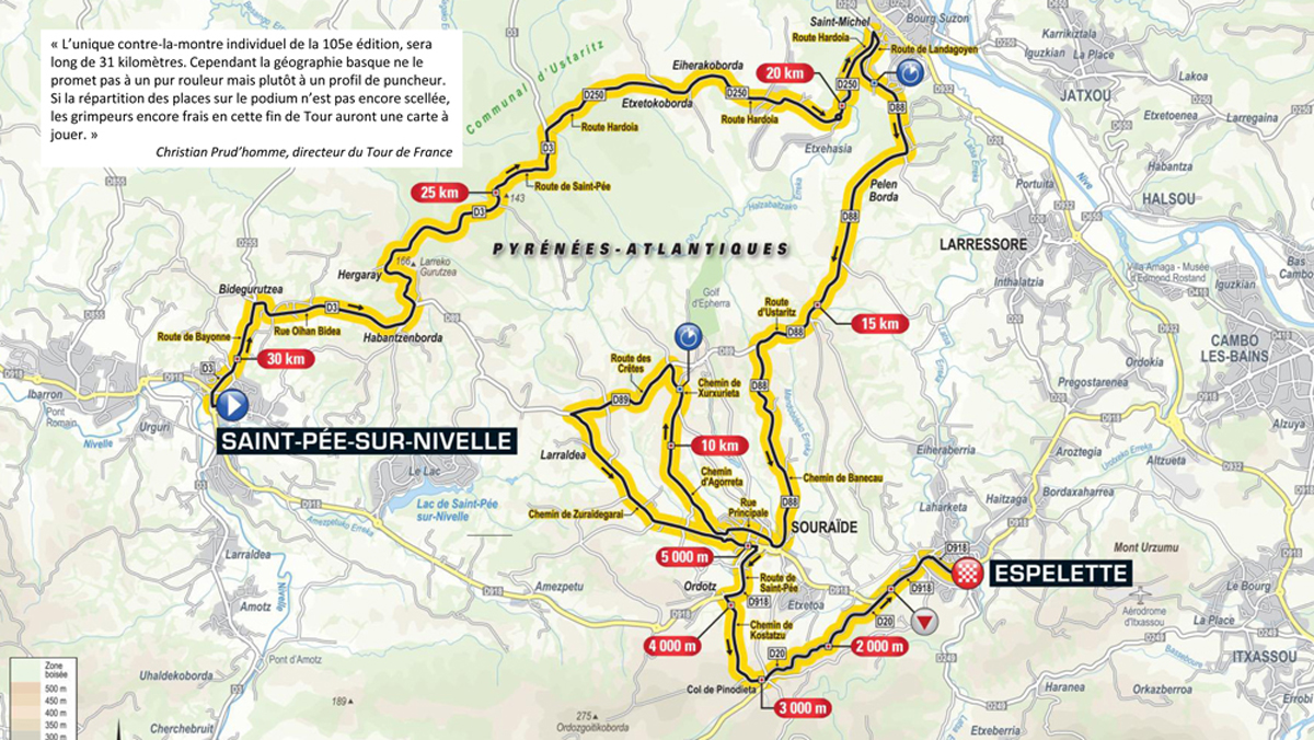 Carte de l'étape St Pée - Espelette 2018
